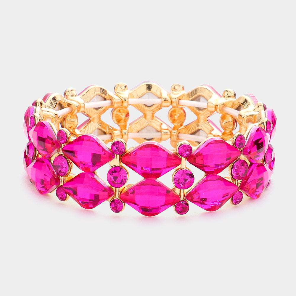 Stone Cluster Evening Stretch Bracelet - Madeline Love - Flyclothing LLC