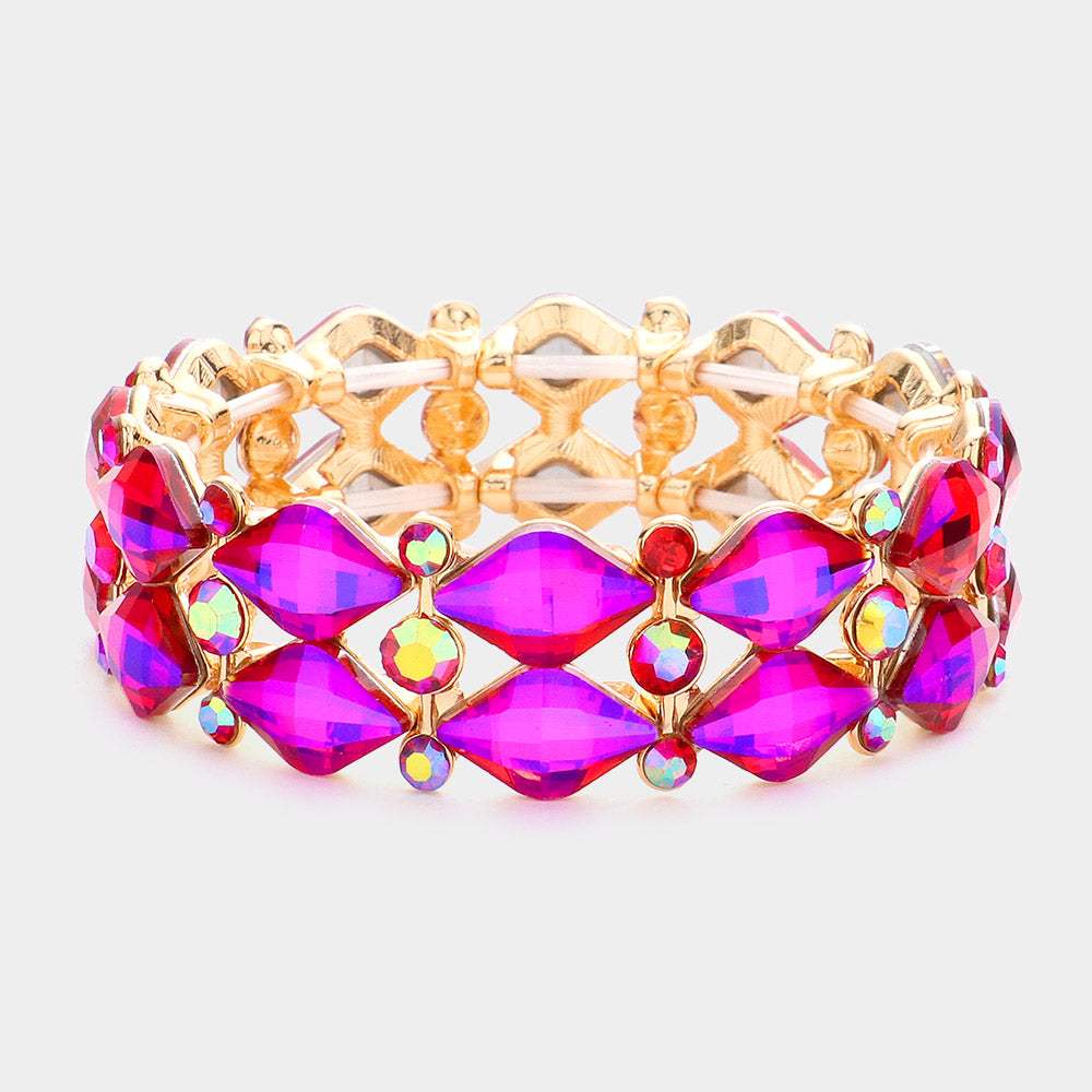Stone Cluster Evening Stretch Bracelet - Madeline Love - Flyclothing LLC