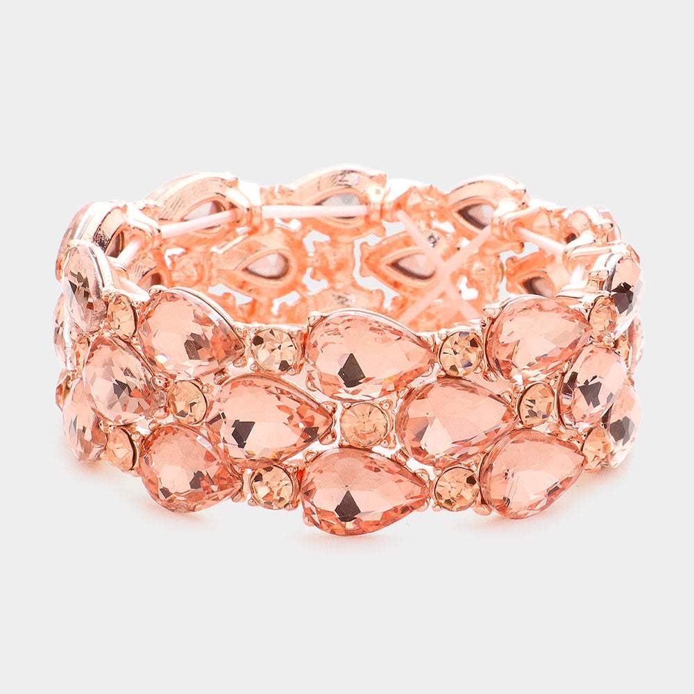 Teardrop Stone Accented Stretch Evening Bracelet - Madeline Love - Flyclothing LLC