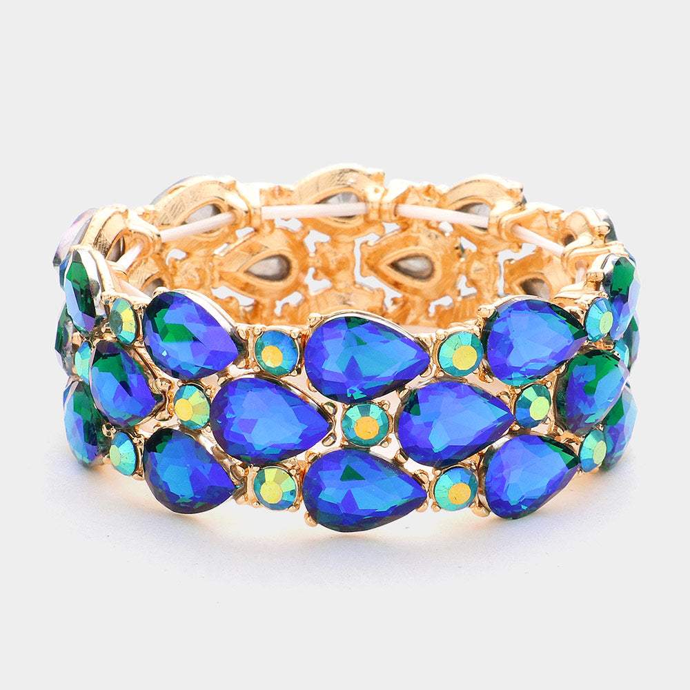 Teardrop Stone Accented Stretch Evening Bracelet - Madeline Love - Flyclothing LLC