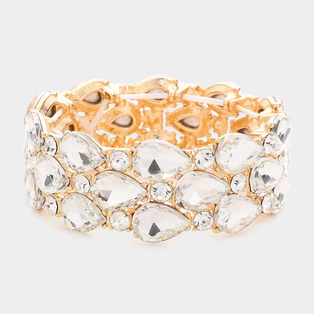 Teardrop Stone Accented Stretch Evening Bracelet - Madeline Love - Flyclothing LLC