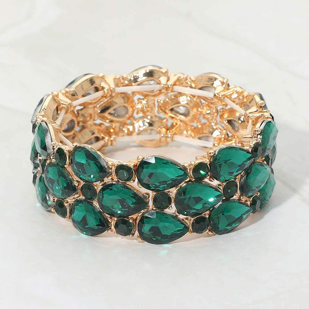 Teardrop Stone Accented Stretch Evening Bracelet - Madeline Love - Flyclothing LLC
