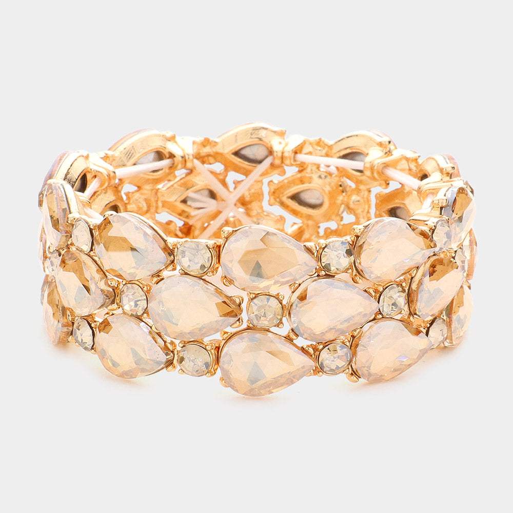 Teardrop Stone Accented Stretch Evening Bracelet - Madeline Love - Flyclothing LLC