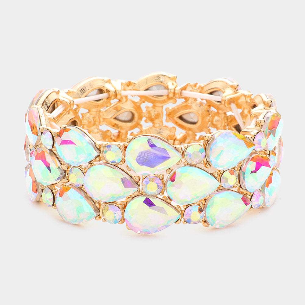 Teardrop Stone Accented Stretch Evening Bracelet - Madeline Love - Flyclothing LLC