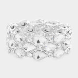 Teardrop Stone Accented Stretch Evening Bracelet - Madeline Love - Flyclothing LLC