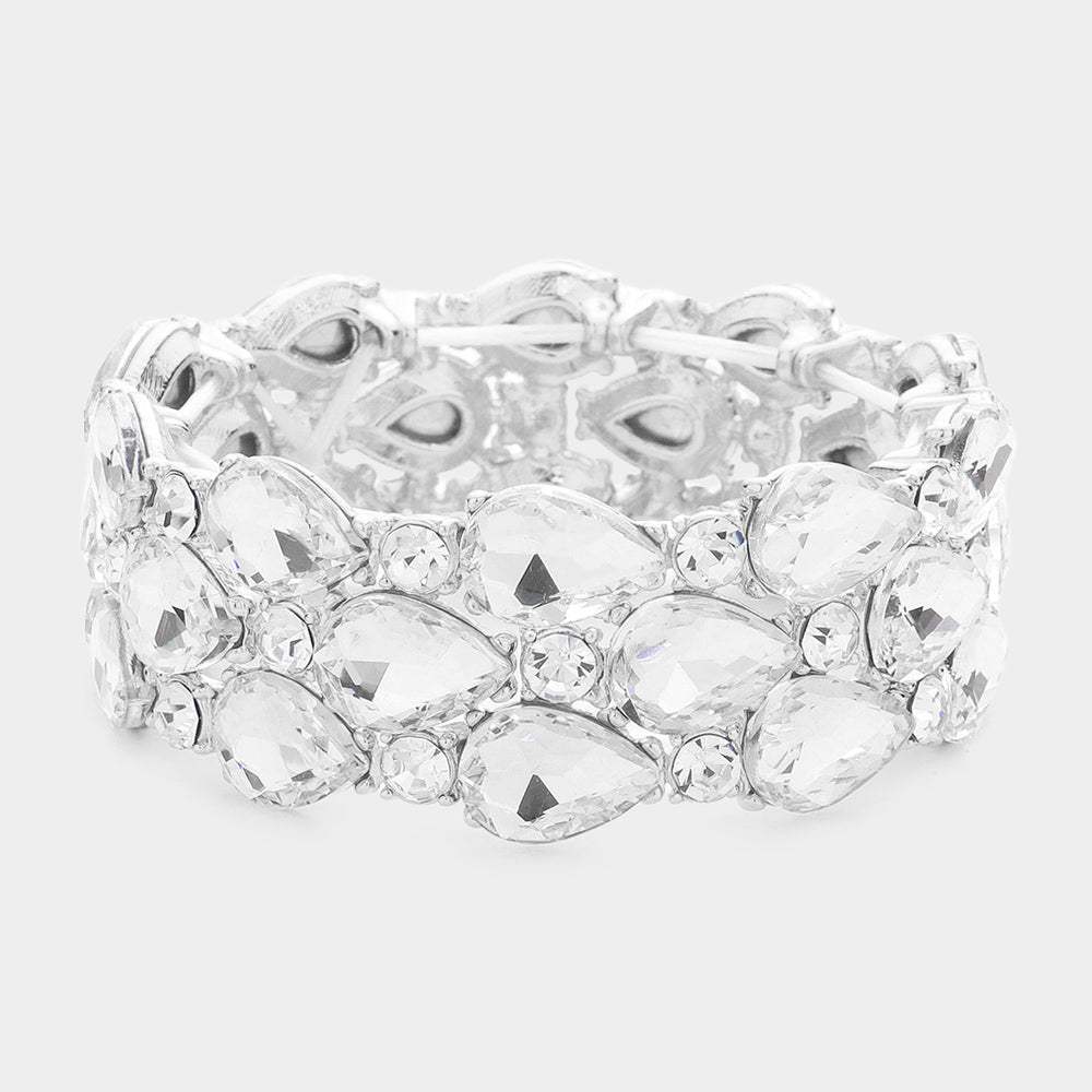 Teardrop Stone Accented Stretch Evening Bracelet - Madeline Love - Flyclothing LLC