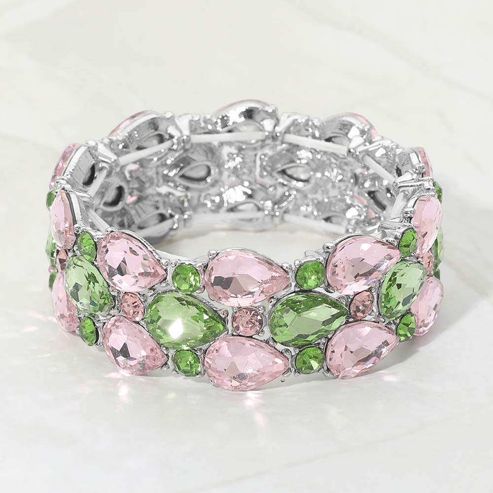 Teardrop Stone Accented Stretch Evening Bracelet - Madeline Love - Flyclothing LLC