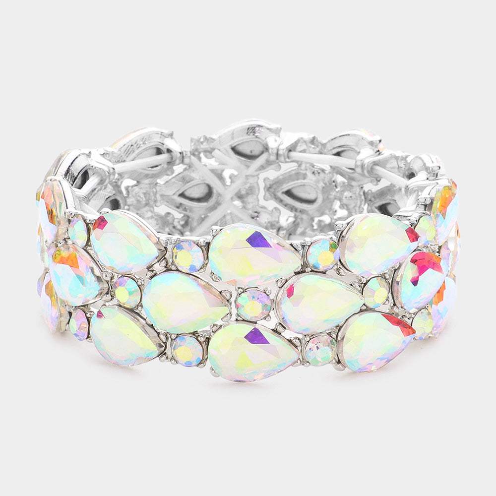 Teardrop Stone Accented Stretch Evening Bracelet - Madeline Love - Flyclothing LLC