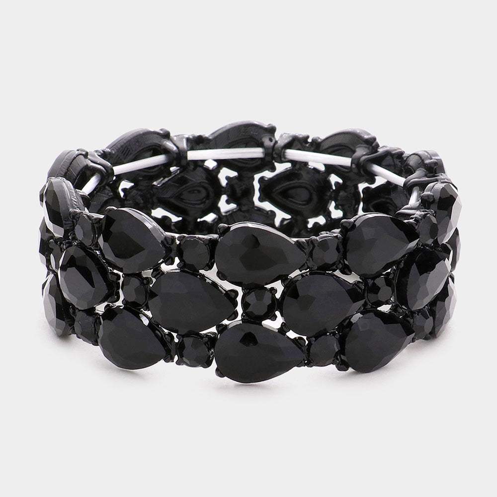 Teardrop Stone Accented Stretch Evening Bracelet - Madeline Love - Flyclothing LLC