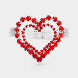 Stone Embellished Open Heart Cuff Evening Bracelet - Madeline Love - Flyclothing LLC