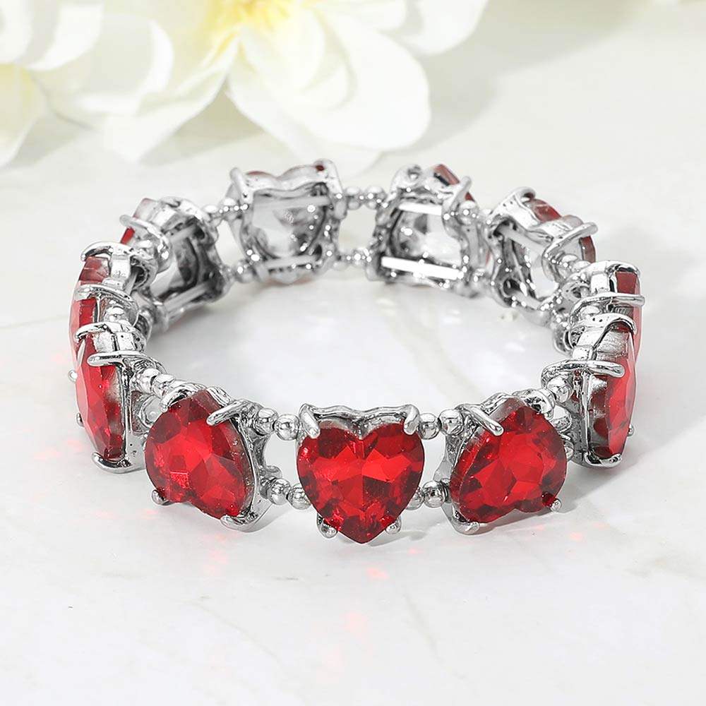Heart Stone Cluster Beaded Stretch Evening Bracelet - Madeline Love - Flyclothing LLC