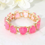 Heart Stone Cluster Beaded Stretch Evening Bracelet - Madeline Love - Flyclothing LLC