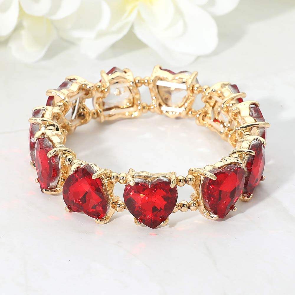Heart Stone Cluster Beaded Stretch Evening Bracelet - Madeline Love - Flyclothing LLC