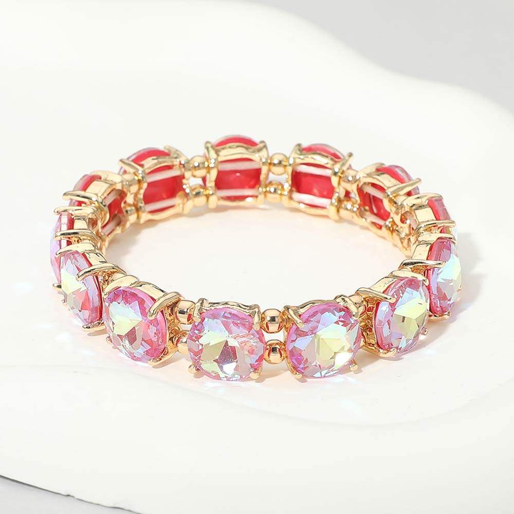 Round Stone Cluster Beaded Stretch Evening Bracelet - Madeline Love - Flyclothing LLC