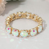 Round Stone Cluster Beaded Stretch Evening Bracelet - Madeline Love - Flyclothing LLC