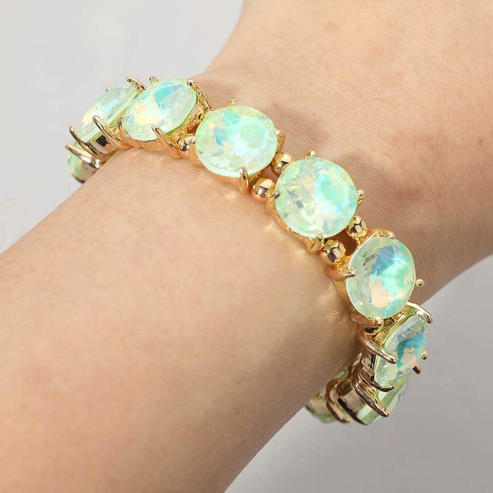Round Stone Cluster Beaded Stretch Evening Bracelet - Madeline Love - Flyclothing LLC