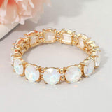 Round Stone Cluster Beaded Stretch Evening Bracelet - Madeline Love - Flyclothing LLC