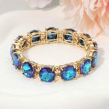 Round Stone Cluster Beaded Stretch Evening Bracelet - Madeline Love - Flyclothing LLC