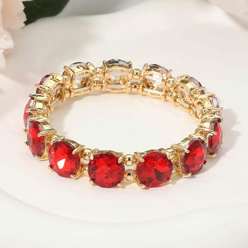 Round Stone Cluster Beaded Stretch Evening Bracelet - Madeline Love - Flyclothing LLC