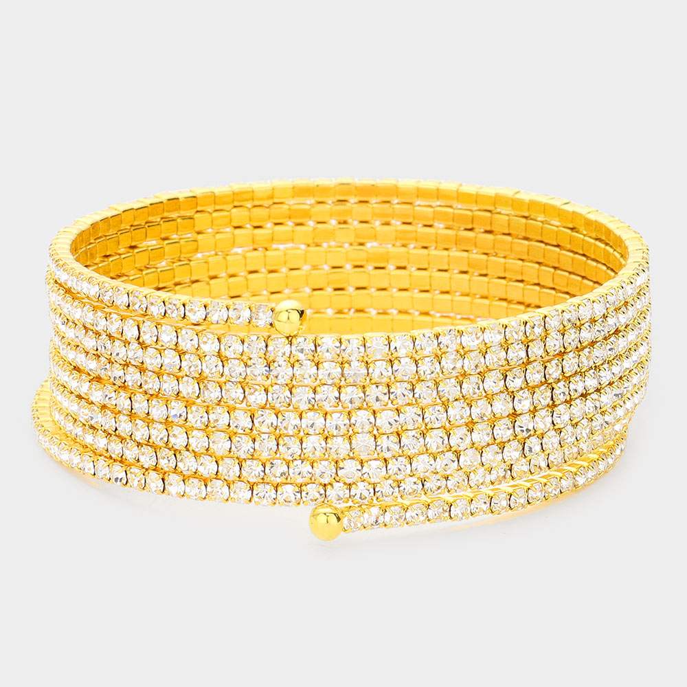 8-Lined Rhinestone Spiral Bracelet - Madeline Love - Flyclothing LLC