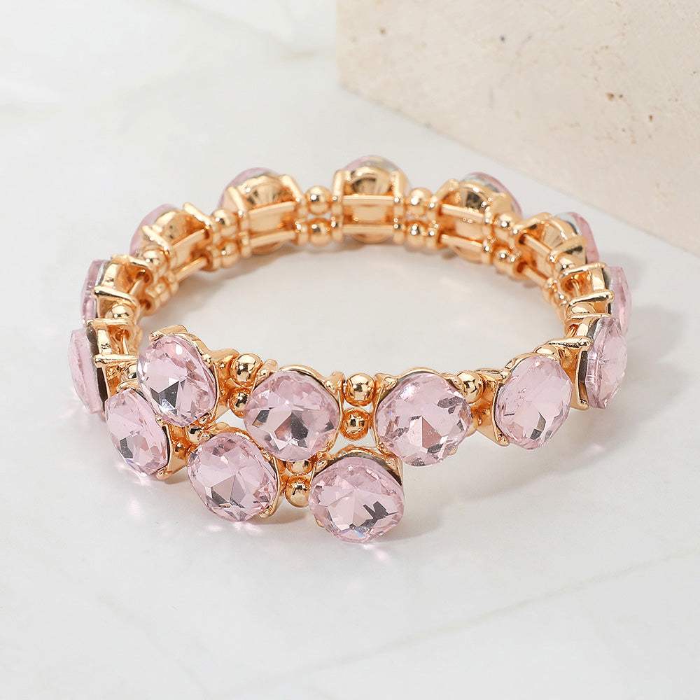 Square Stone Cluster Link Adjustable Evening Bracelet - Madeline Love - Flyclothing LLC