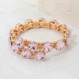 Square Stone Cluster Link Adjustable Evening Bracelet - Madeline Love - Flyclothing LLC