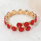 Square Stone Cluster Link Adjustable Evening Bracelet - Madeline Love - Flyclothing LLC