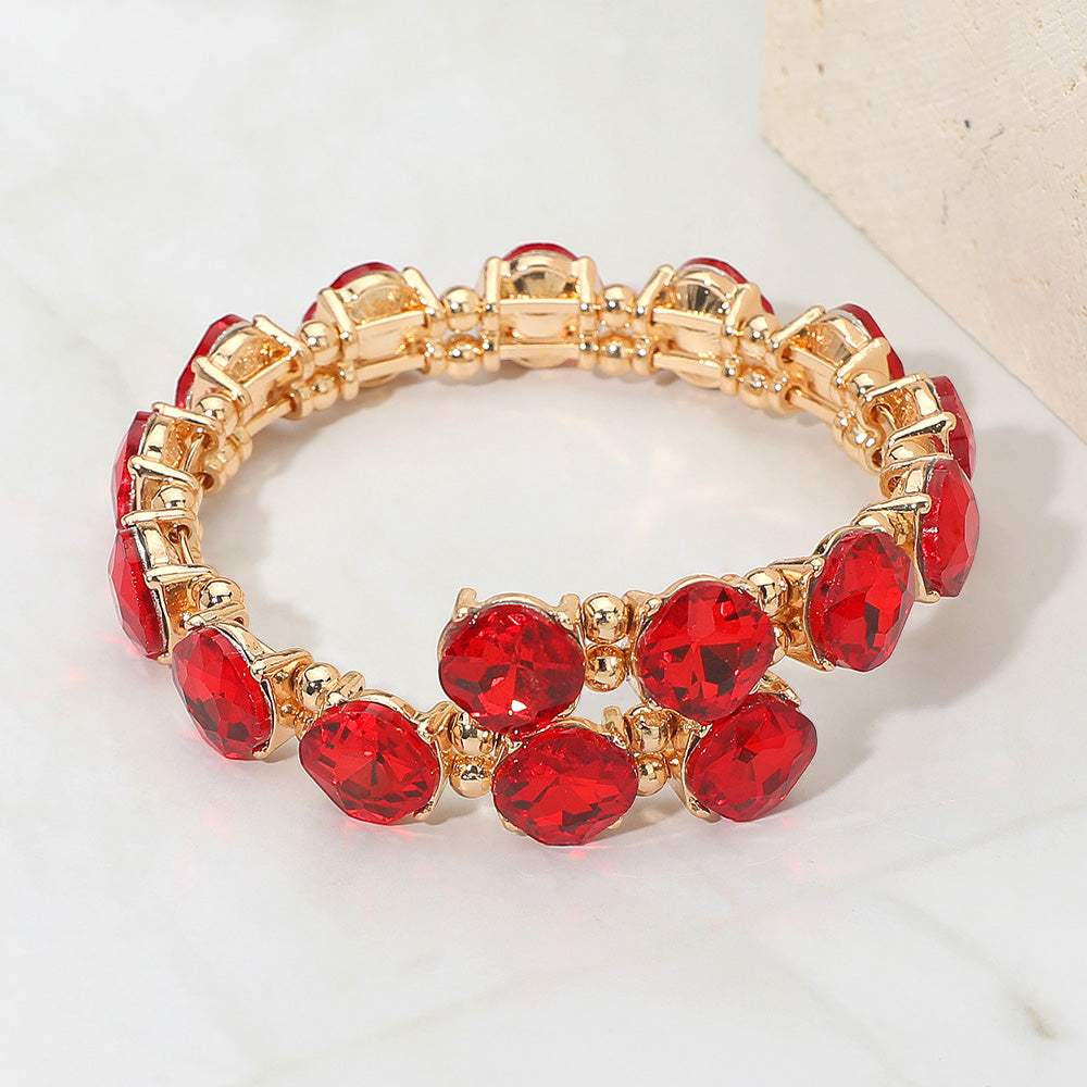 Square Stone Cluster Link Adjustable Evening Bracelet - Madeline Love - Flyclothing LLC