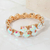 Square Stone Cluster Link Adjustable Evening Bracelet - Madeline Love - Flyclothing LLC