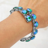 Square Stone Cluster Link Adjustable Evening Bracelet - Madeline Love - Flyclothing LLC