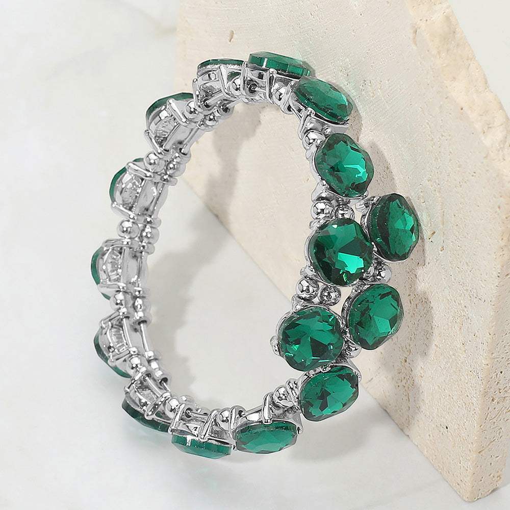 Square Stone Cluster Link Adjustable Evening Bracelet - Madeline Love - Flyclothing LLC