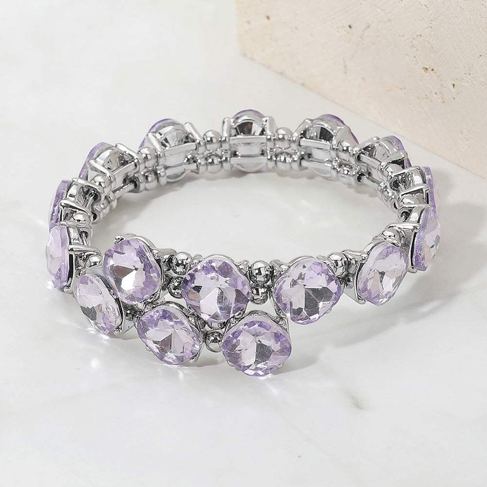 Square Stone Cluster Link Adjustable Evening Bracelet - Madeline Love - Flyclothing LLC