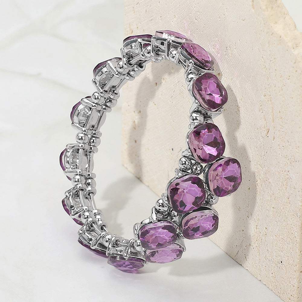 Square Stone Cluster Link Adjustable Evening Bracelet - Madeline Love - Flyclothing LLC