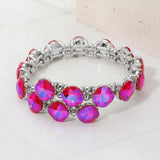 Square Stone Cluster Link Adjustable Evening Bracelet - Madeline Love - Flyclothing LLC