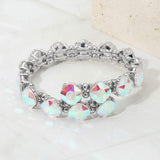 Square Stone Cluster Link Adjustable Evening Bracelet - Madeline Love - Flyclothing LLC