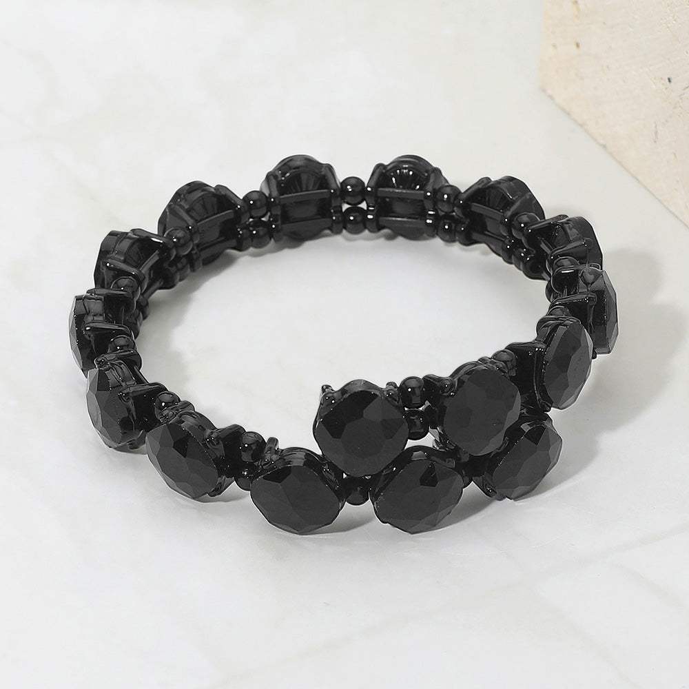 Square Stone Cluster Link Adjustable Evening Bracelet - Madeline Love - Flyclothing LLC