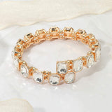Rectangle Stone Cluster Link Adjustable Evening Bracelet - Madeline Love - Flyclothing LLC