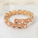 Rectangle Stone Cluster Link Adjustable Evening Bracelet - Madeline Love - Flyclothing LLC
