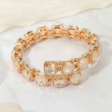 Rectangle Stone Cluster Link Adjustable Evening Bracelet - Madeline Love - Flyclothing LLC