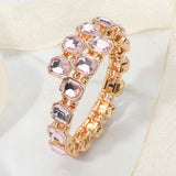 Rectangle Stone Cluster Link Adjustable Evening Bracelet - Madeline Love - Flyclothing LLC