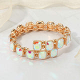 Rectangle Stone Cluster Link Adjustable Evening Bracelet - Madeline Love - Flyclothing LLC