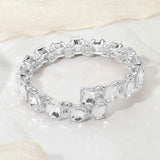 Rectangle Stone Cluster Link Adjustable Evening Bracelet - Madeline Love - Flyclothing LLC
