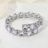 Rectangle Stone Cluster Link Adjustable Evening Bracelet - Madeline Love - Flyclothing LLC