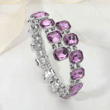 Rectangle Stone Cluster Link Adjustable Evening Bracelet - Madeline Love - Flyclothing LLC