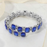 Rectangle Stone Cluster Link Adjustable Evening Bracelet - Madeline Love - Flyclothing LLC