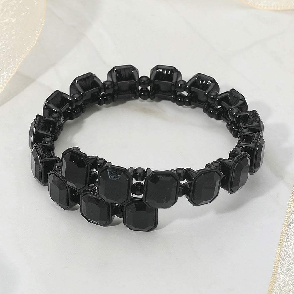 Rectangle Stone Cluster Link Adjustable Evening Bracelet - Madeline Love - Flyclothing LLC