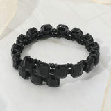 Rectangle Stone Cluster Link Adjustable Evening Bracelet - Madeline Love - Flyclothing LLC