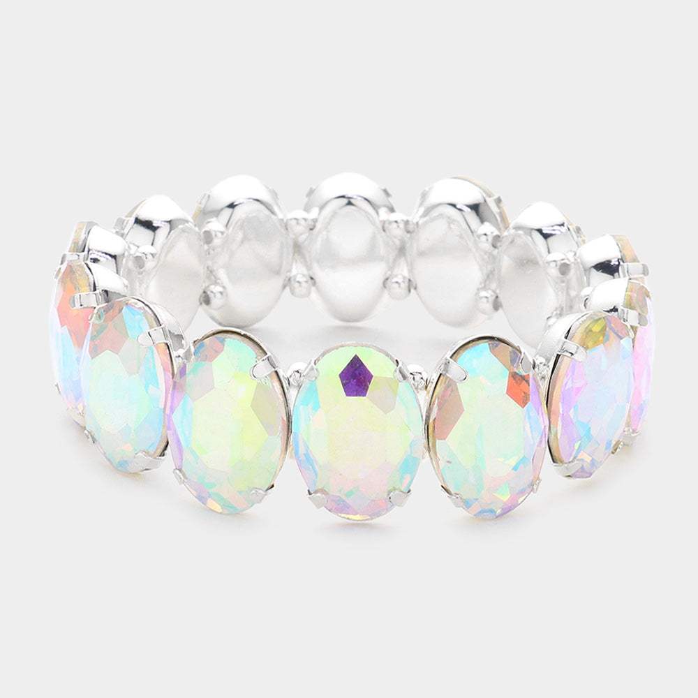 Oval Stone Stretch Evening Bracelet - Madeline Love - Flyclothing LLC