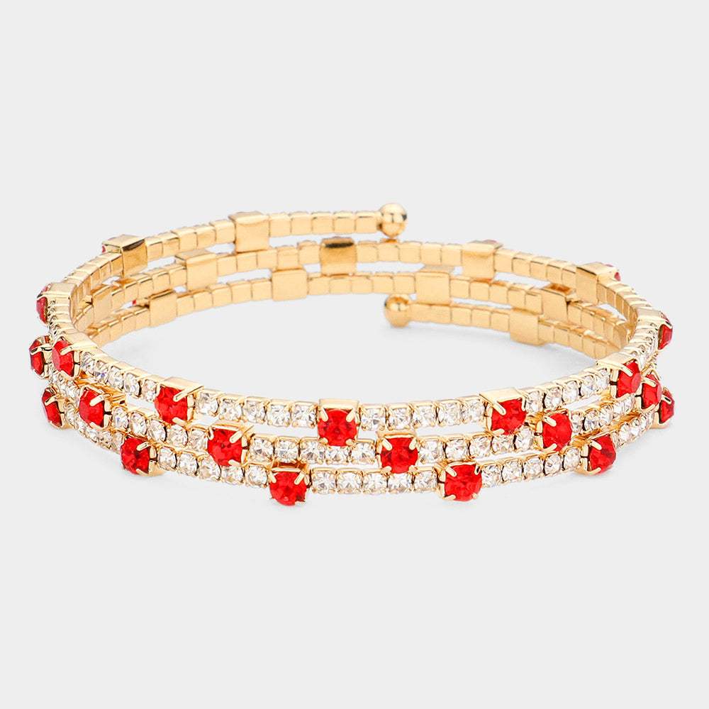 Rhinestone Coil Evening Bracelet - Madeline Love - Flyclothing LLC
