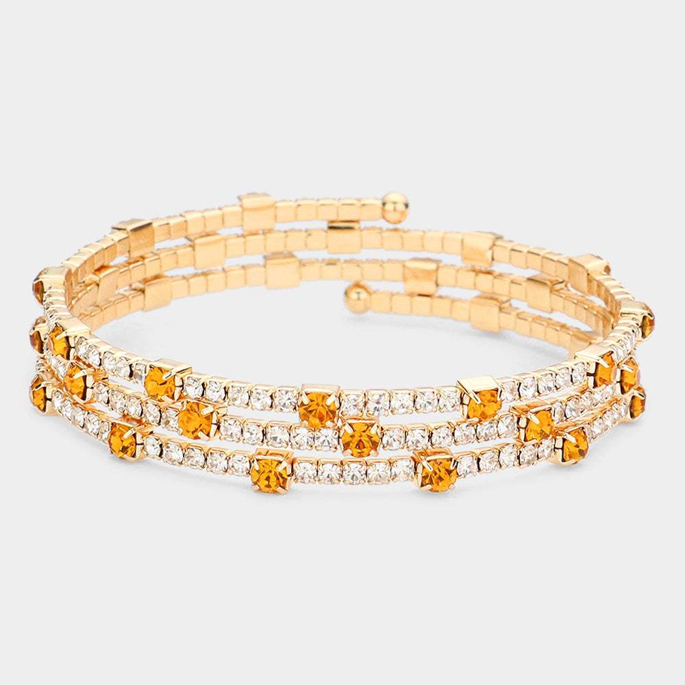 Rhinestone Coil Evening Bracelet - Madeline Love - Flyclothing LLC
